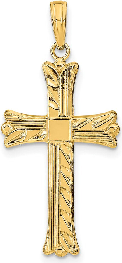 Diamond2Deal 14k Yellow Gold Textured Square Center Cross Pendant