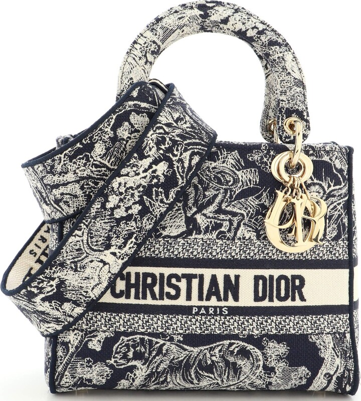 Christian Dior Toile de Jouy Lady D-Lite Bag Embroidered Canvas - ShopStyle