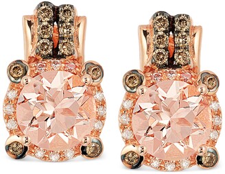LeVian Peach Morganite (1-3/4 ct. t.w.) and Diamond (1/4 ct. t.w.) Earrings in 14k Rose Gold, Created for Macy's