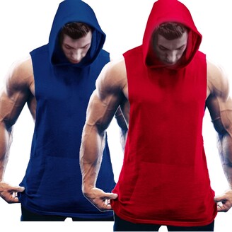 COOFANDY Men's Workout Hooded Tank Tops Sleeveless Gym Hoodies with Kangaroo Pockets 