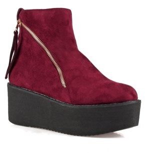 burgundy platform booties