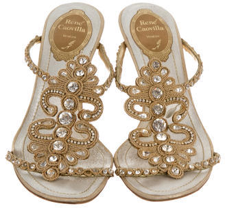 Rene Caovilla Embellished Slide Sandals