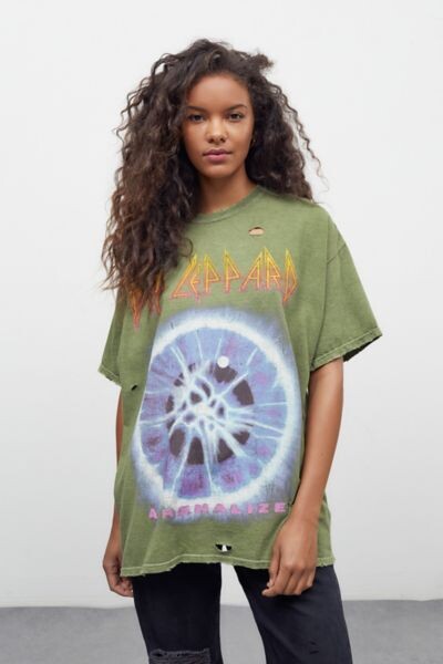 Urban Outfitters Def Leppard Overdyed T-Shirt Dress - ShopStyle