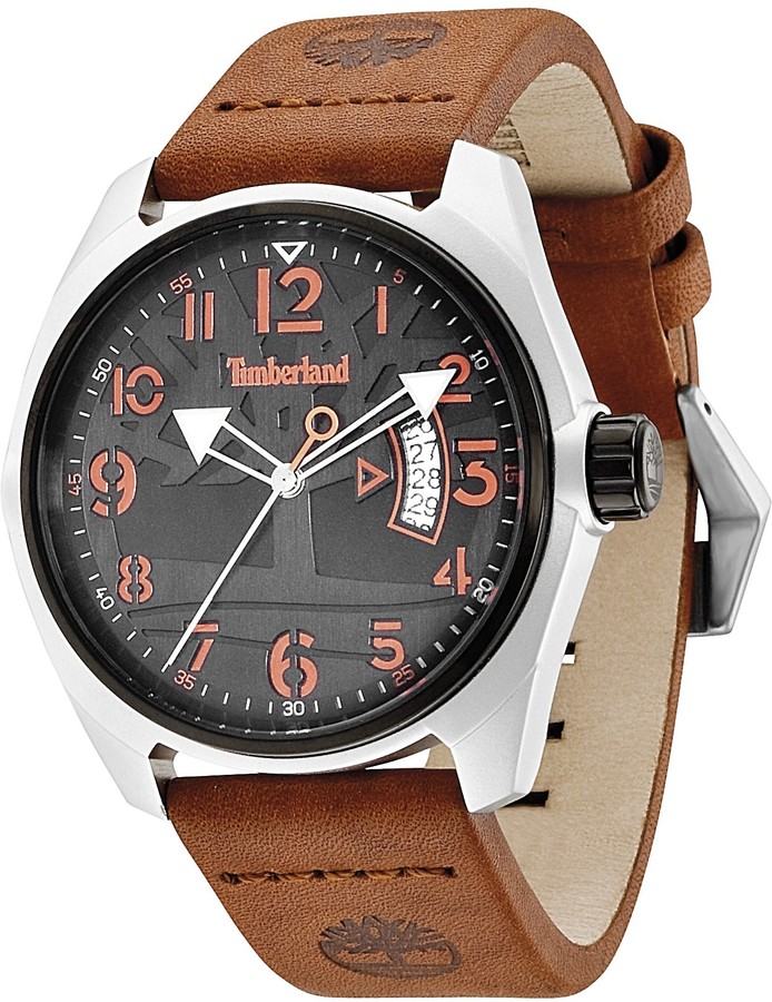 Timberland Men's Quartz Watch with Black Dial Analogue Display and Orange  Leather Strap TBL.13679JLTB/02 - ShopStyle