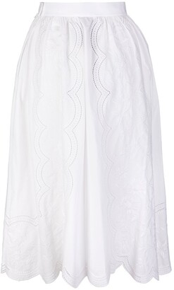 Tory Burch Poplin Embroidered Lace Skirt