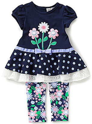 Rare Editions Baby Girls 12-24 Months Flower-Appliqued Dress and Flower-Printed Leggings Set