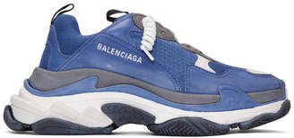 Balenciaga Blue and Grey Triple S Sneakers