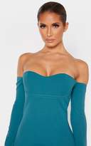 Thumbnail for your product : PrettyLittleThing Teal Binding Detail Bardot Bodycon Dress