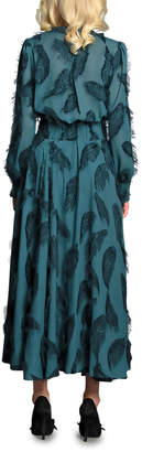 Eva Franco Danielle Long-Sleeve Feather Dress