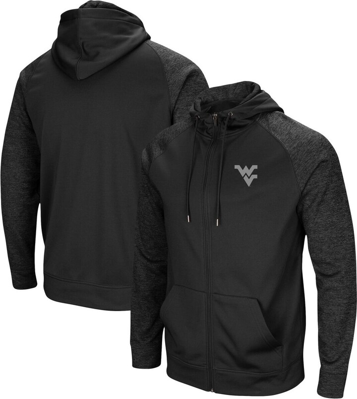 Colosseum Men's Black West Virginia Mountaineers Blackout 3.0 Tonal Raglan Full-Zip Hoodie