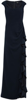 Thumbnail for your product : Badgley Mischka Ruffled Satin-trimmed Stretch-cady Gown