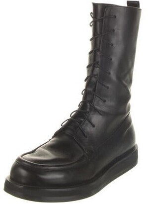 The Row Leather Whipstitch Trim Combat Boots