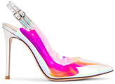 Thumbnail for your product : Gianvito Rossi Plexi & Laser Double Strap Heels in Hologram & Silver | FWRD