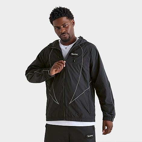 Hoodrich Men's Cypher Woven Full-Zip Jacket in Black/Reflective | Size: Large