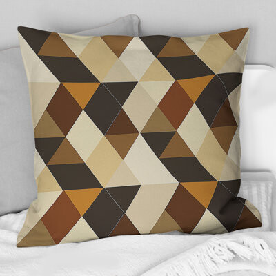 Brown Beige Triangles Pattern I - Modern Throw Pillow