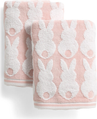 TJMAXX 2Pk Bunny Rows Zero Twist Hand Towels, Cotton