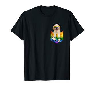 Golden Retriever In Pocket LGBT Pride Flag For Dog Lovers T-Shirt