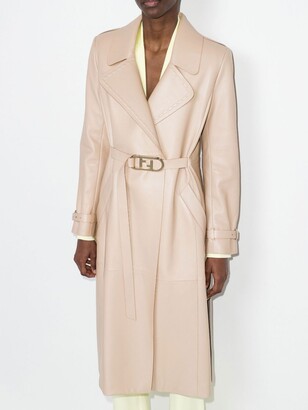 Fendi Belted Leather Trench Coat