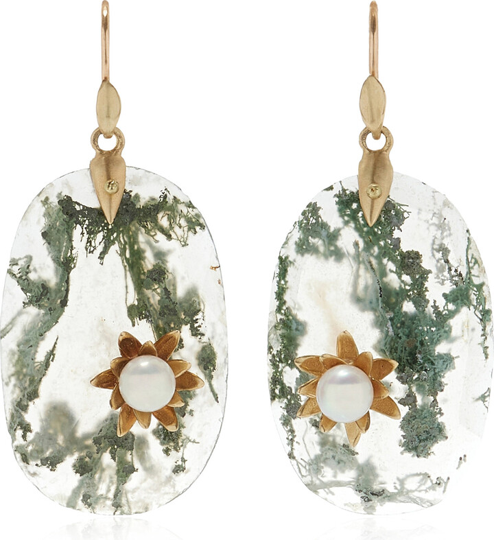 Annette Ferdinandsen Enchanted Waterlily 14K Yellow Gold, Quartz Earrings