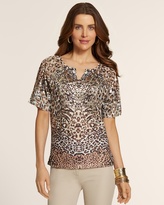 Thumbnail for your product : Chico's Reverse Patchwork Flutter Split-Neck Top