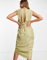 Thumbnail for your product : ASOS DESIGN drape detail voile midi dress with pleat detail and cut out detail