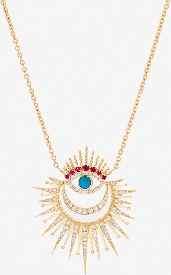 Falamank Written In The Stars Collection Luminous Evil Eye Diamond Necklace in 18-karat Yellow Gold