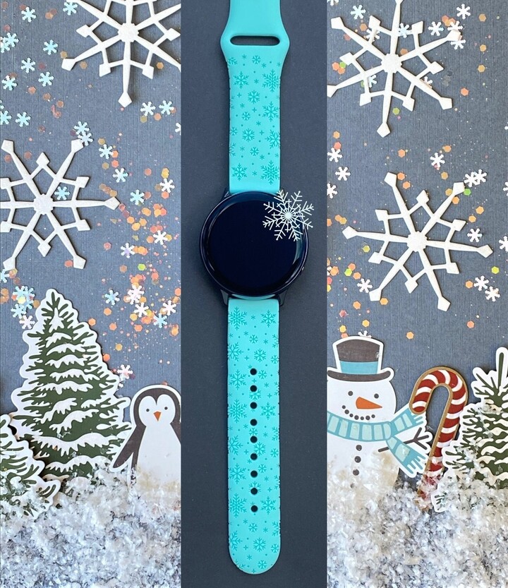 Snowflake Samsung Galaxy Watch Band 20mm Christmas Winter Watchband Replacement