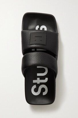 Acne Studios Logo-appliqued Textured-leather Slides - Black