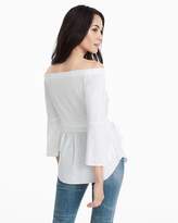 Thumbnail for your product : Whbm White Off-the-Shoulder Bell-Sleeve Poplin Top