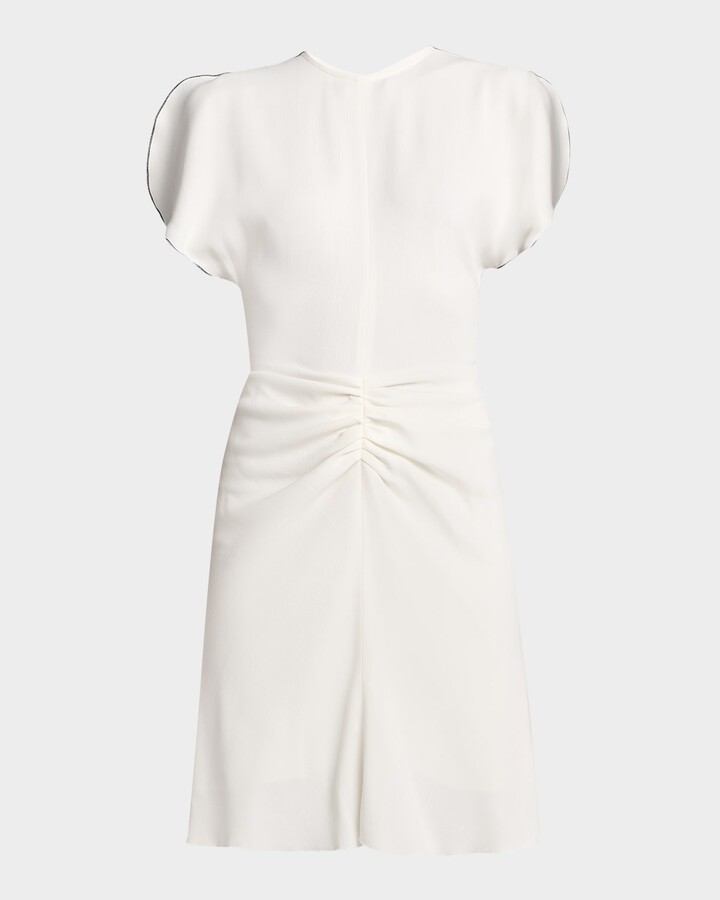 Victoria Beckham Gathered Waist Wool Mini Dress