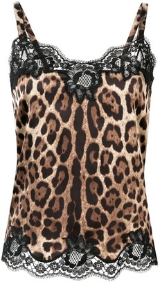 Dolce & Gabbana Leopard-Print Satin Camisole Top
