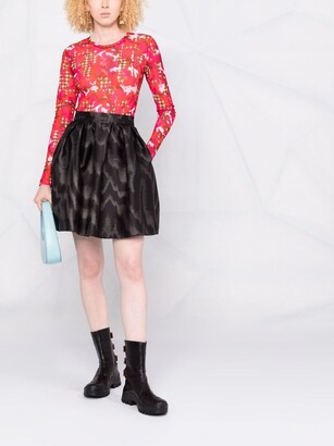 MSGM Moiré-Print Flared Short Skirt