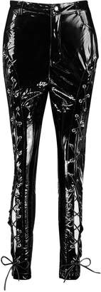boohoo Lace Up Front Vinyl Leather Look Trouser