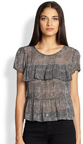 Thumbnail for your product : Joie Daeja Dotted Silk Ruffled-Tier Top