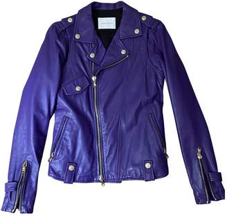Pierre Balmain Purple Leather Leather Jacket for Women