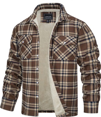 TACVASEN Lumberjack Shirt Mens Thick Cotton Plaid Jackets Casual