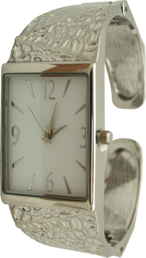 Olivia Pratt Silver Textured Metallic Bangle Watch