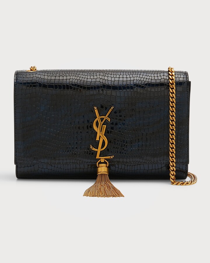 Saint Laurent Kate Medium CrocEmbossed Crossbody Bag ShopStyle