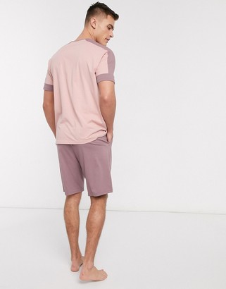 ASOS DESIGN lounge t-shirt and short pyjama set in pink