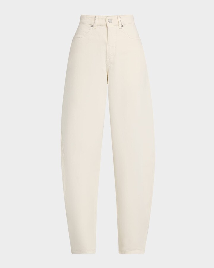 Purple Rhinestone-Embellished Barrel Jeans