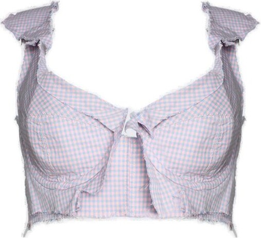 Natasha Zinko Checked Distressed Top