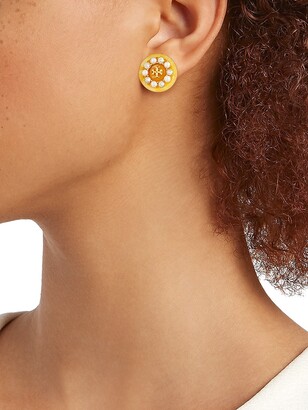 Tory Burch Roxanne Goldtone & Multi-Stone Small Button Stud Earrings -  ShopStyle