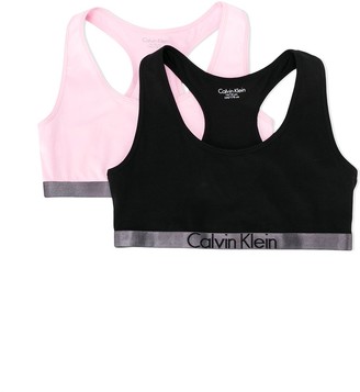 Calvin Klein Kids Teen pack of two logo trim bralettes