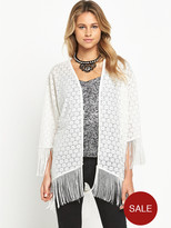 Thumbnail for your product : Love Label Fringe Burn Out Kimono