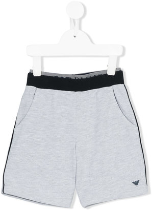 Armani Junior embroidered logo track shorts