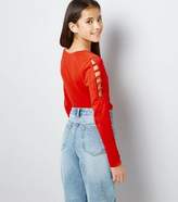 Thumbnail for your product : New Look Girls Orange Cut Out Long Sleeve Top