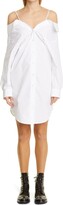 Thumbnail for your product : alexanderwang.t Cold Shoulder Long Sleeve Cotton Shirtdress