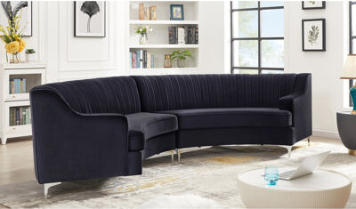 Velvet Curved In Tone - High Density Sponge Filling, Solid Wood Construction, Easy To Assemble Deep S Spring Support, Sponge, Hardware Legs