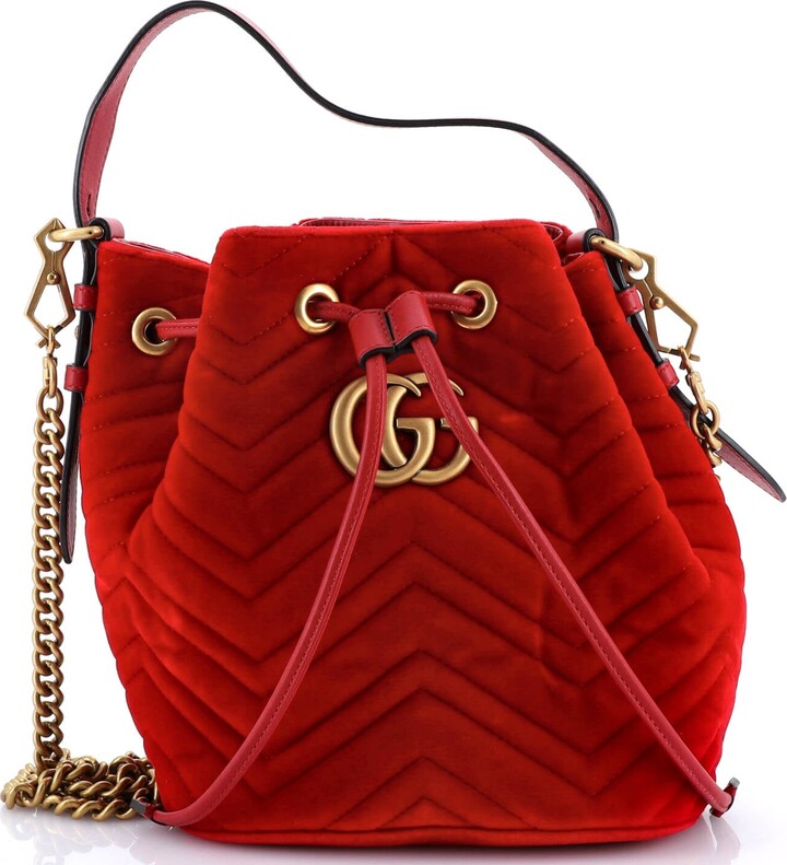 Gucci GG Marmont Bucket Bag Matelasse Velvet Small