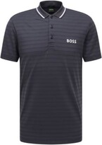 Thumbnail for your product : HUGO BOSS Knitted-stripe slim-fit polo shirt with contrast branding